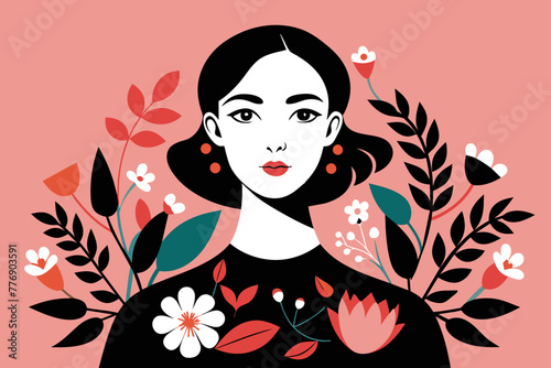 A Creative Fashion Portrait Blossoming with Delicate Patterns