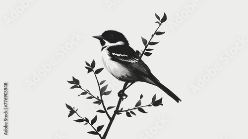 Vector Bird Silhouette in Shades of Ink