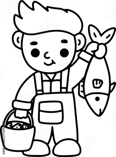 fisherman outline coloring