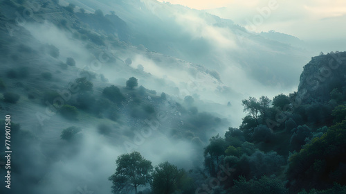 A valley where each morning mist creates illusions of fantastical creatures roaming.