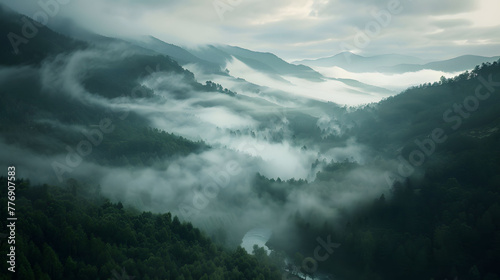 A valley where the fog moves like living creatures, shaping stories as it flows.