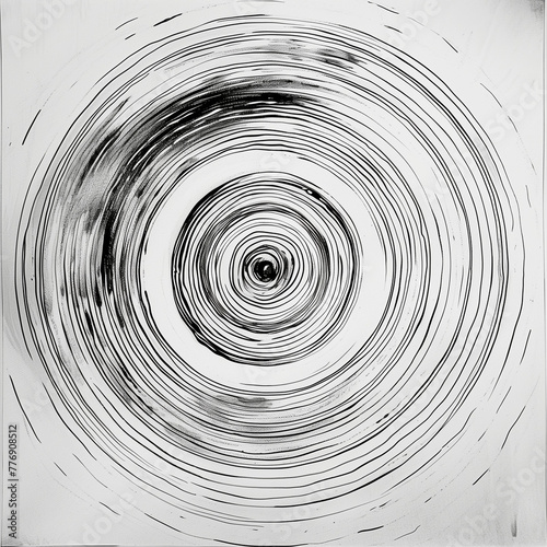Hypnotic Circular Lines, Monochrome Spiral Abstract, Optical Art