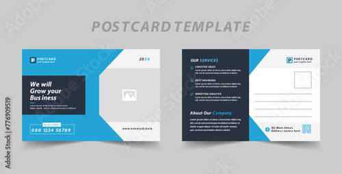 Corporate Postcard or EDDM postcard design template. Business postcard, Postcard template, Post card, Postcard layout