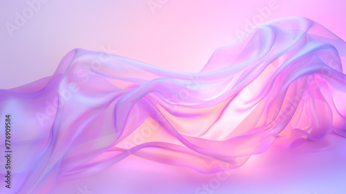 Ethereal fabric waves in a dance of iridescent lilac and soft pink hues, capturing the essence of grace and lightness, perfect for backdrops, fashion, and elegant product displays © KRISTINA KUPTSEVICH