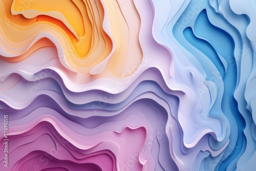 Vibrant Fluid Waves of Multicolored Gradient Layers in Dynamic Abstract Design