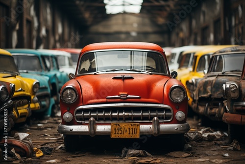 car is waiting for sale in a used car shop background