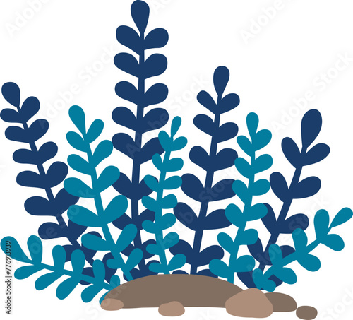 Abstract seaweed, sea grass and coral illustration for decoration on marine life, aquatic plant and ocean concept.