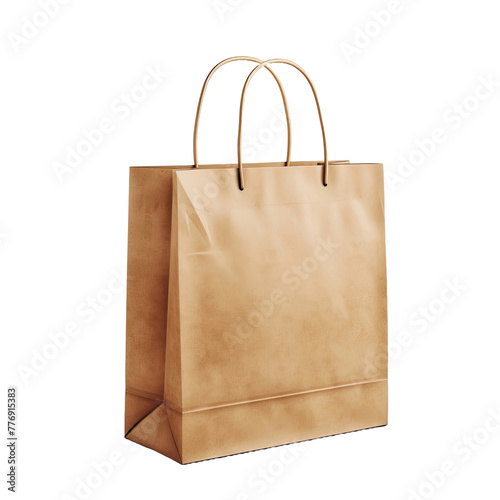 shopping blank paper bag mockup isolated on transparent background