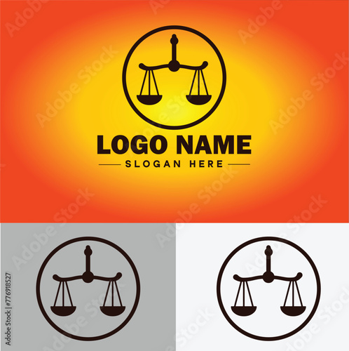 Justice scales law firm weight judgment logo icon vector for business app silhouette logo template