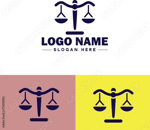Justice scales law firm weight judgment logo icon vector for business app silhouette logo template