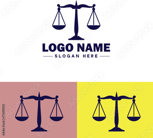 Justice scales law firm weight judgment logo icon vector for business app silhouette logo template