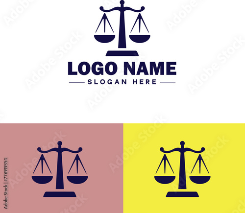 Justice scales law firm weight judgment logo icon vector for business app silhouette logo template
