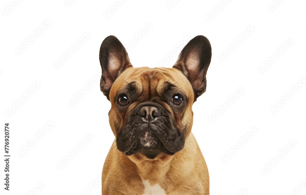 French Bulldog with Attentive Expression on Transparent Background