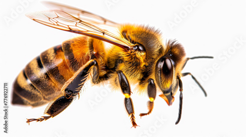 Honey bee walking isolated on white background © paulmalaianu