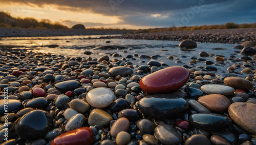 Smooth river pebbles