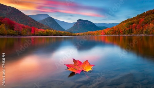 Nature's Mirror: Reflecting Serenity Through a Leaf and Mountain"
