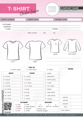 T-shirt custom order template