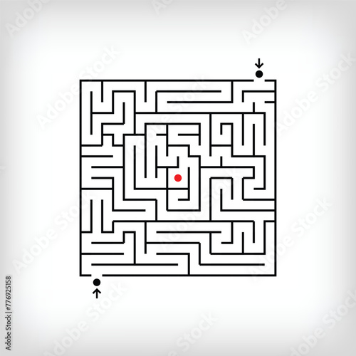 Mixed square and two-entrance maze puzzle. Confusing game and educational activity set.