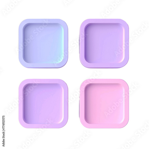 Four different colored square plates aligned