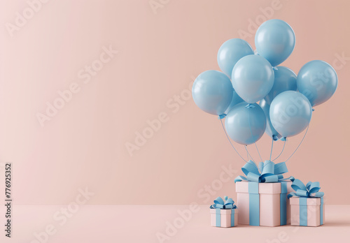 Captivating Blue Balloons Erupting from Gift Boxes Scene