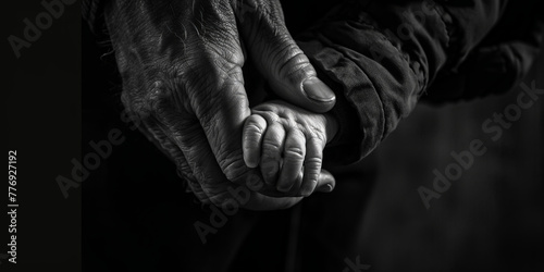 Soulful Monochrome Photography: Adult Male Holding Baby's Hand