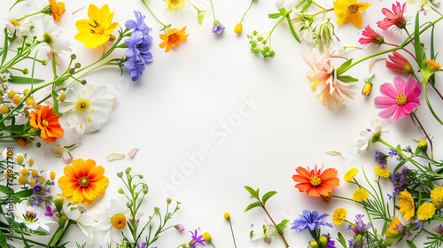 Fototapeta Naklejka Na Ścianę i Meble -  Colorful spring flowers on white background.