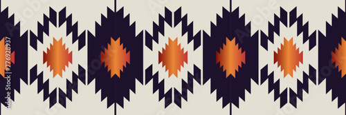 Aztec southwest colorful border pattern. Vector colorful native American southwestern geometric runner rug seamless pattern. Ethnic pattern use for textile border, table runner, tablecloth, floor rug.