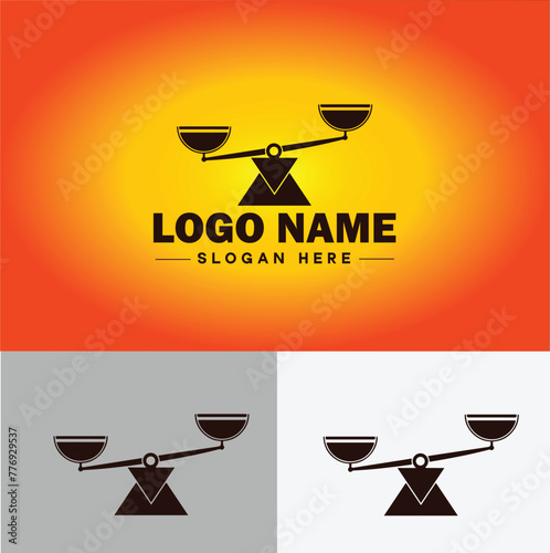 Justice scales law firm weight judgment logo icon vector for business app silhouette logo template