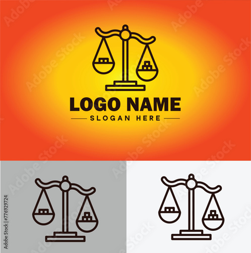 Justice scales law firm weight judgment logo icon vector for business app silhouette logo template