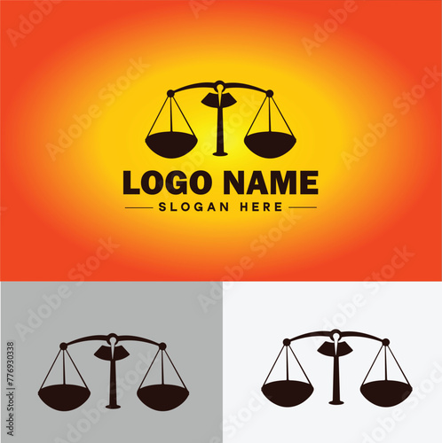 Justice scales law firm weight judgment logo icon vector for business app silhouette logo template