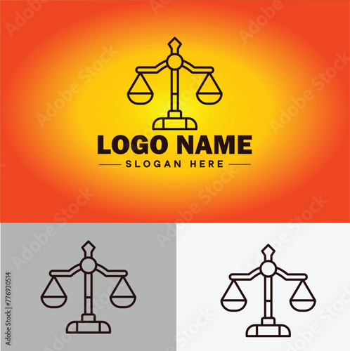 Justice scales law firm weight judgment logo icon vector for business app silhouette logo template