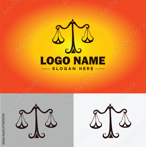 Justice scales law firm weight judgment logo icon vector for business app silhouette logo template