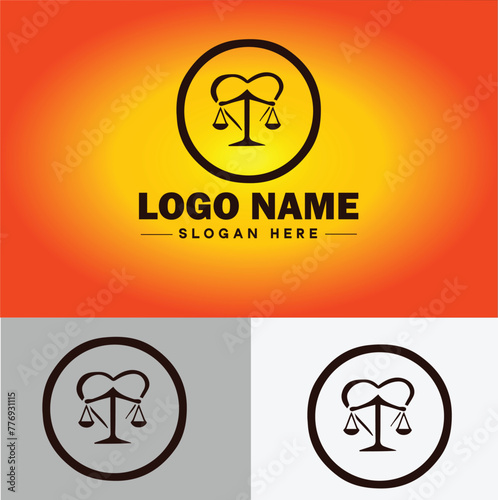 Justice scales law firm weight judgment logo icon vector for business app silhouette logo template