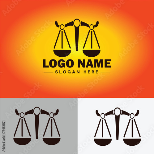 Justice scales law firm weight judgment logo icon vector for business app silhouette logo template