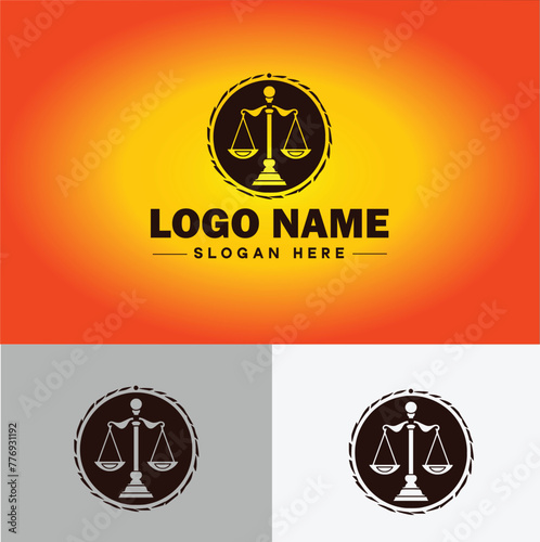 Justice scales law firm weight judgment logo icon vector for business app silhouette logo template
