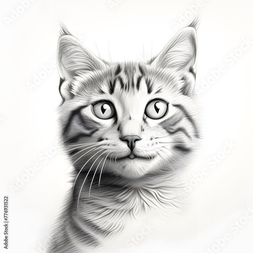 A face of a cat pencil drawing