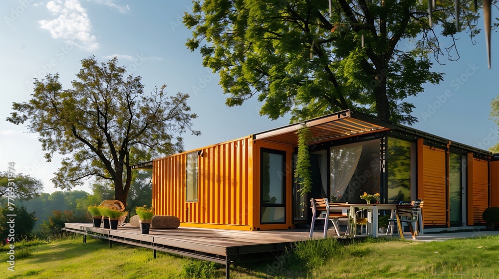 Container House: Modern Design Amidst Nature's Beauty and Picturesque Landscape