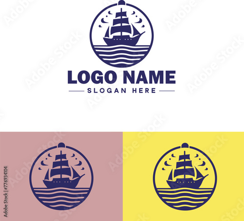 ship sea shipping cargo cruise ocean ship boat logo icon vector for business app silhouette logo template