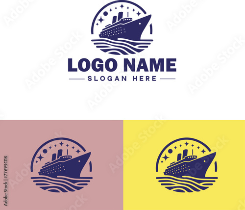 ship sea shipping cargo cruise ocean ship boat logo icon vector for business app silhouette logo template