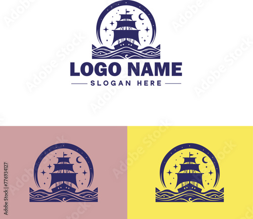 ship sea shipping cargo cruise ocean ship boat logo icon vector for business app silhouette logo template