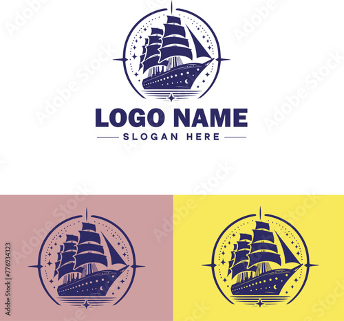ship sea shipping cargo cruise ocean ship boat logo icon vector for business app silhouette logo template