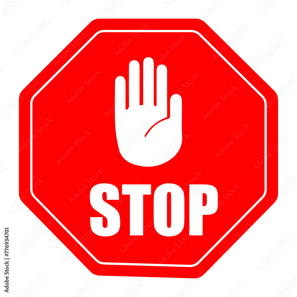 warning sign to stop There is a picture of a hand to stop. warning sign to stop There is a picture of a hand to stop.