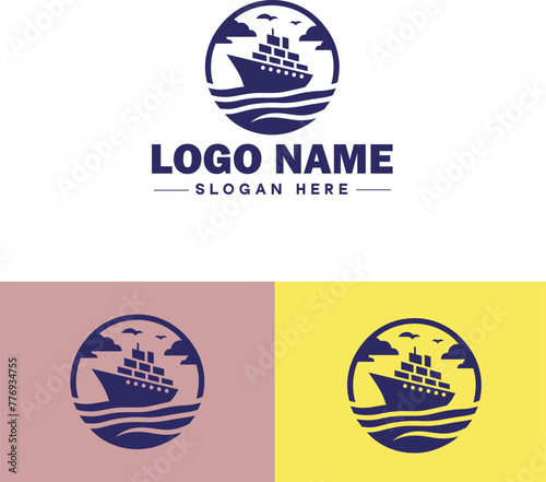 ship sea shipping cargo cruise ocean ship boat logo icon vector for business app silhouette logo template