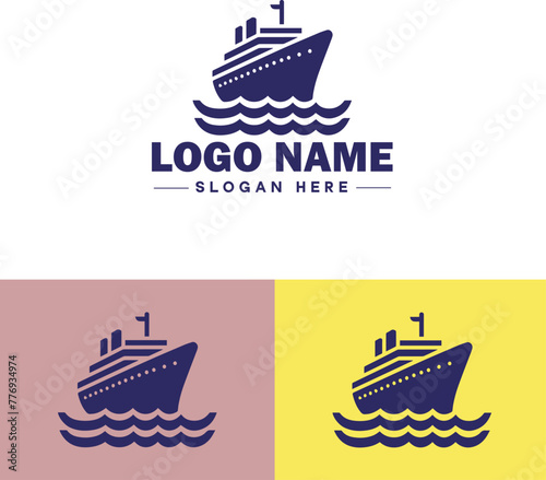 ship sea shipping cargo cruise ocean ship boat logo icon vector for business app silhouette logo template