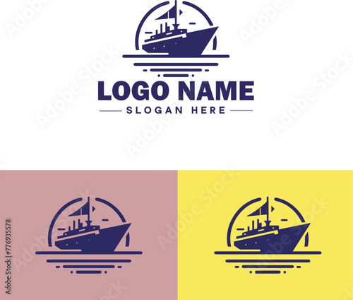 ship sea shipping cargo cruise ocean ship boat logo icon vector for business app silhouette logo template