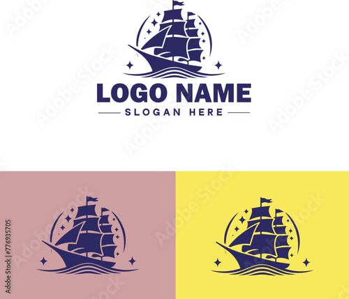 ship sea shipping cargo cruise ocean ship boat logo icon vector for business app silhouette logo template