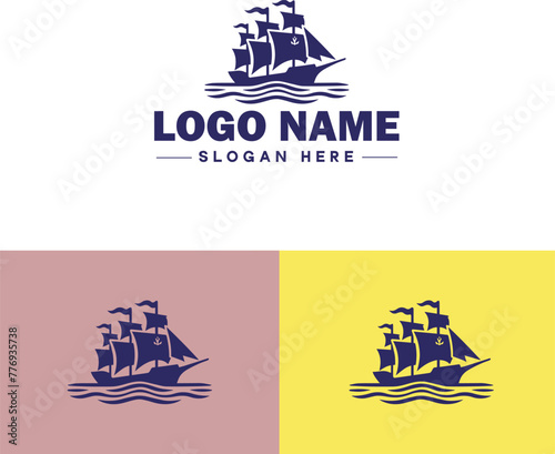 ship sea shipping cargo cruise ocean ship boat logo icon vector for business app silhouette logo template