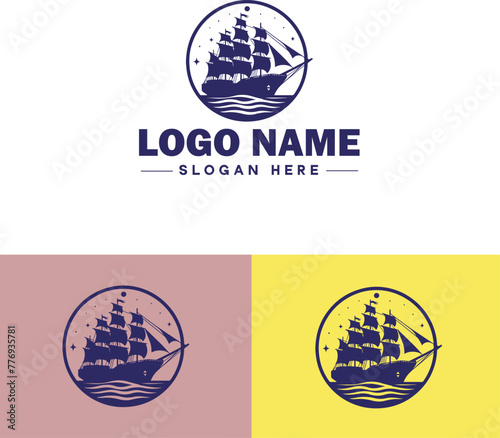 ship sea shipping cargo cruise ocean ship boat logo icon vector for business app silhouette logo template