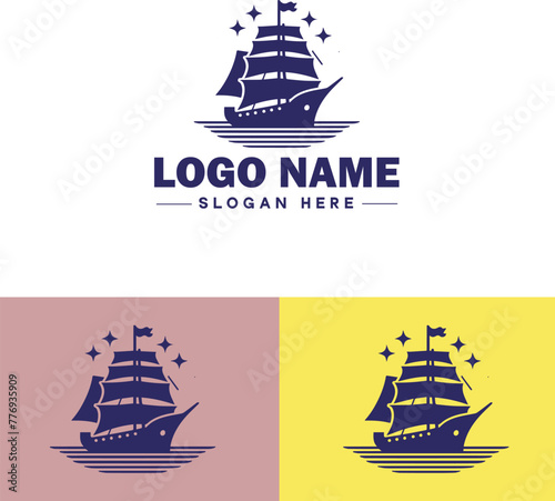 ship sea shipping cargo cruise ocean ship boat logo icon vector for business app silhouette logo template