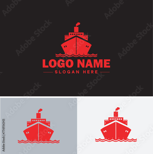 ship sea shipping cargo cruise ocean ship boat logo icon vector for business app silhouette logo template